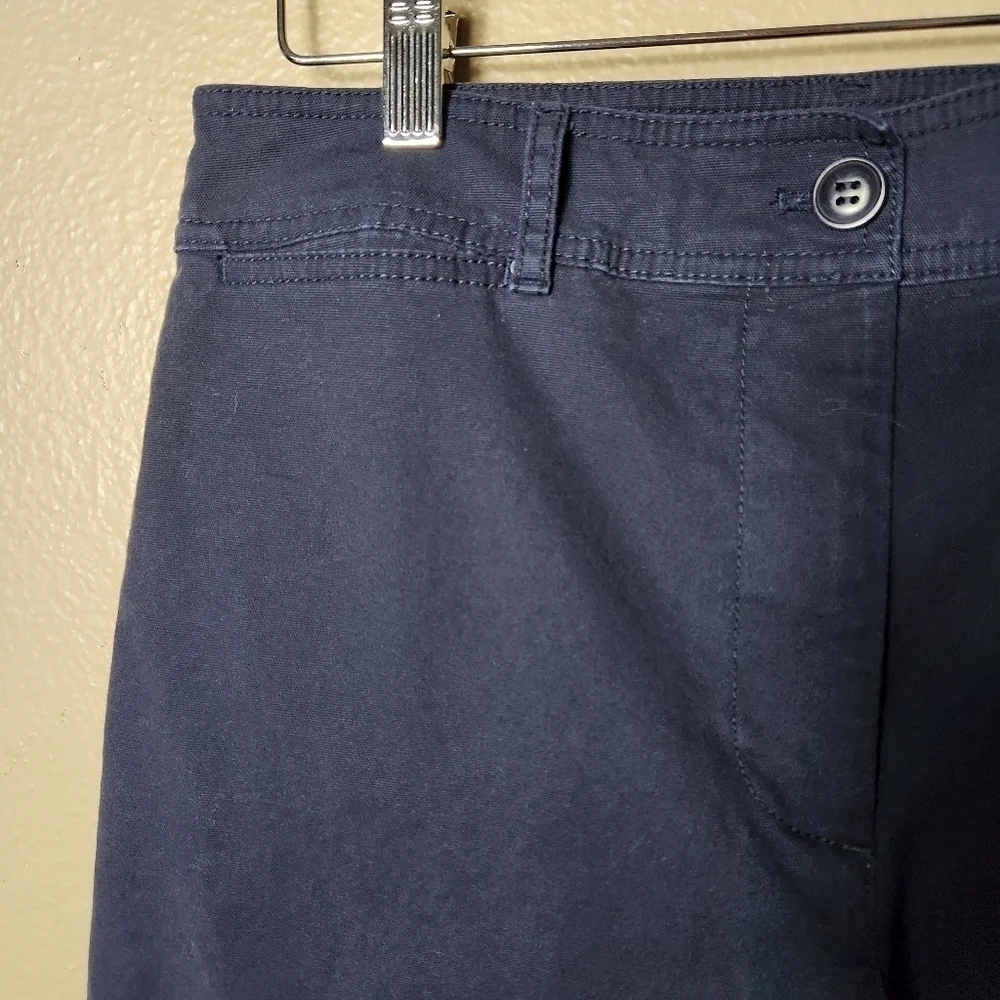 Talbots Womens Navy High Rise Wide Leg Chino Crop Pants-Size 8